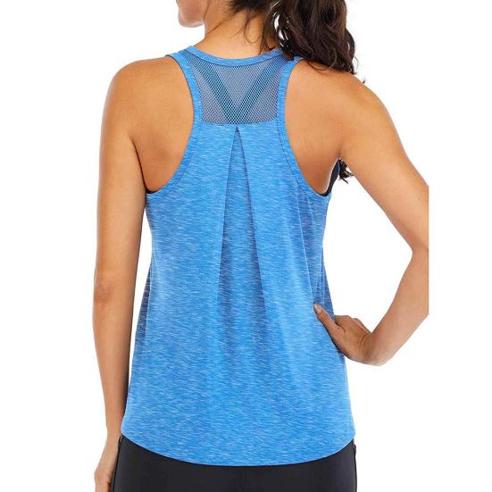 Femme Sportif Couleur Unie Col O Sans Manches Séchage Rapide Débardeur Dos Nageur Blouse Ample