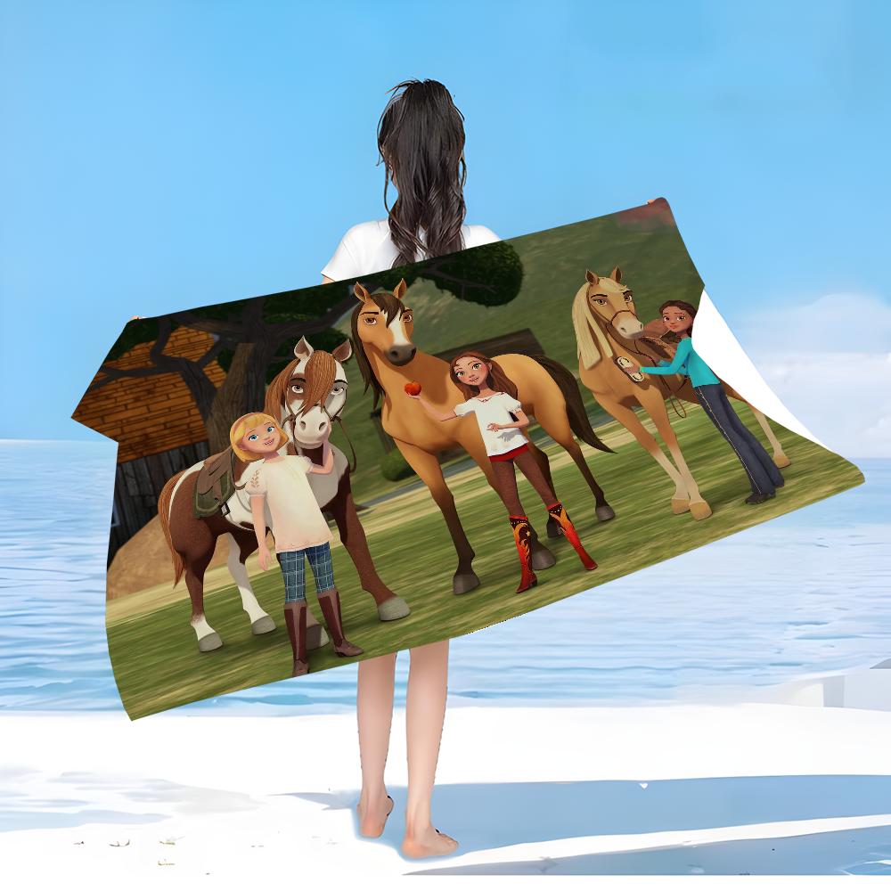 Spirit Riding Free Horses Microfiber Beach Towel Absorbent Quick dry Soft Yoga Swimming Resort Mountain Climbing Towel