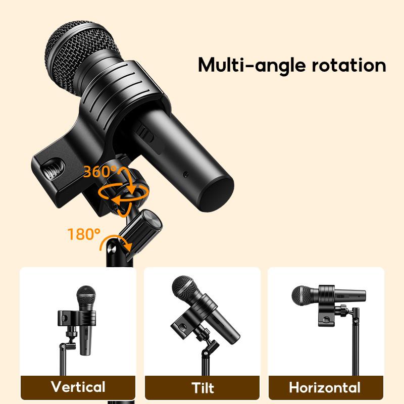 Oatsbasf Adjustable Microphone Stand Desktop with 360° Rotatable Clip Mic Stand Portable Mic Holder Hair Dryer Stand with Base