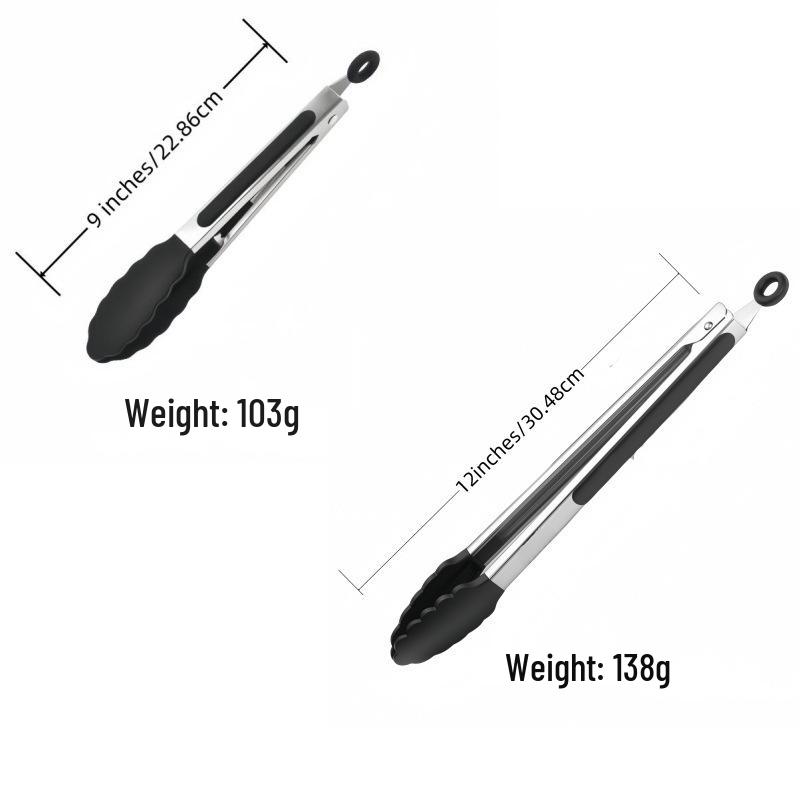 Silicone Food Tongs Set (3-Piece) - 7", 9", 12" Kitchen, BBQ, Steak & Grill Tongs