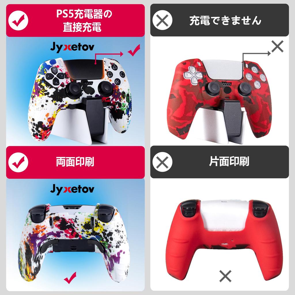 JYXETOV PS5 Edge Controller Ergonomic Silicone Free 8 Button Charges with Original Printing Pattern Cover, Protection, Caps, Charger, Non-Slip Design,