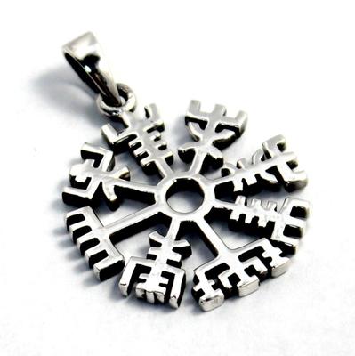 Vegvisir Viking Rúna Északi Iránytű Iránytű Ezüst 925 Medál Medál Felső