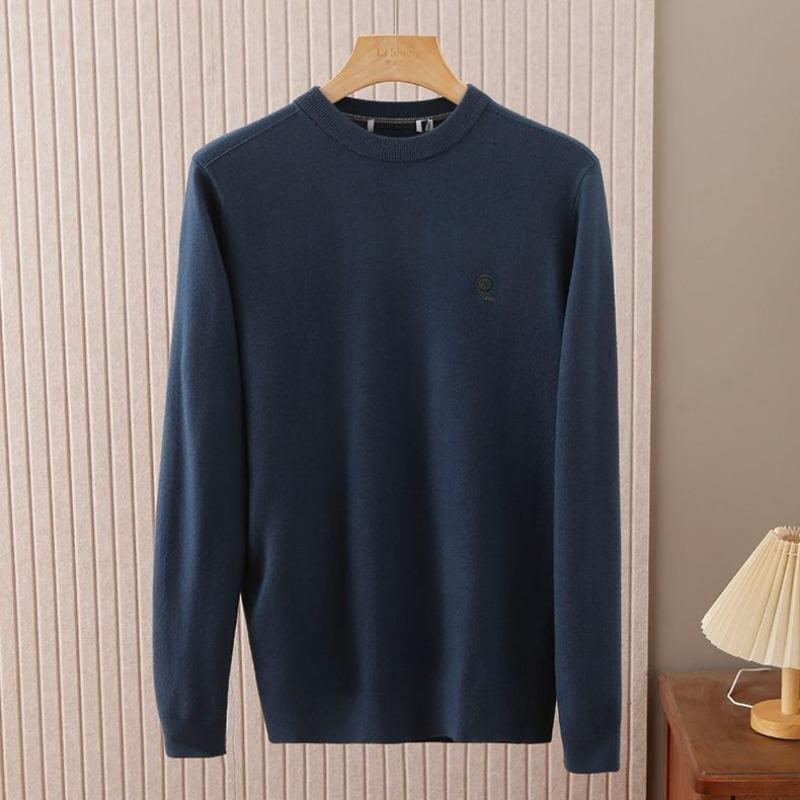 

Autumn Winter Woolen Warm Comfortable Round Neck Long Sleeve Knitted Men s Embroidered Sweater S синій