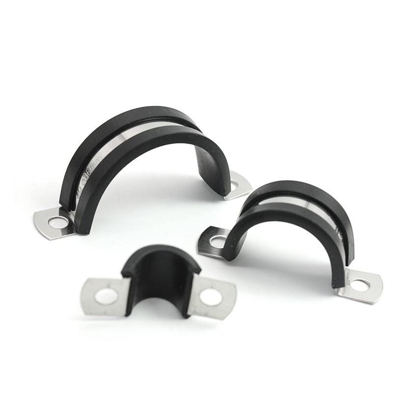 2Pcs 8-50MM 304 Stainless Steel Rubber Lined U Clips Cable Mounting Hose Pipe Clamp Mikalor