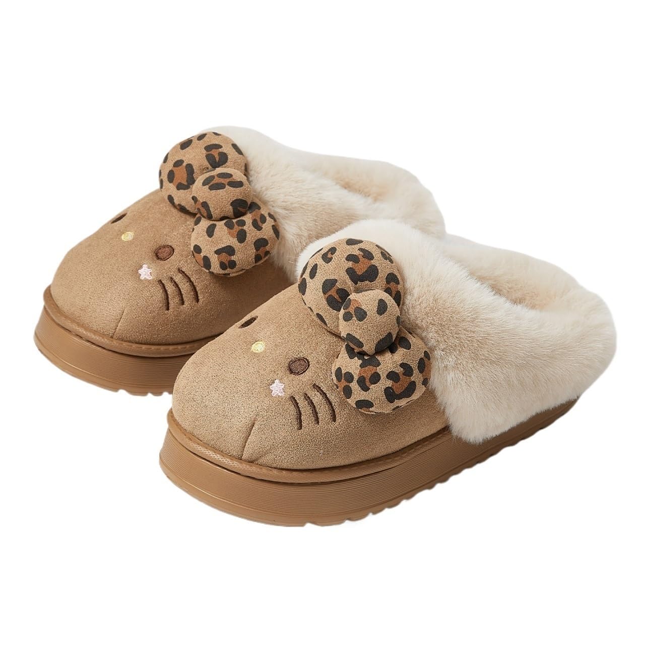 

[Reloading] Fluffy Winter Slip-On Suede Slippers for Indoor and Outdoor Use, Non-Slip, Warm, and Stylish (Brown, Size 24cm, Adult, 24.0cm, Measurement
