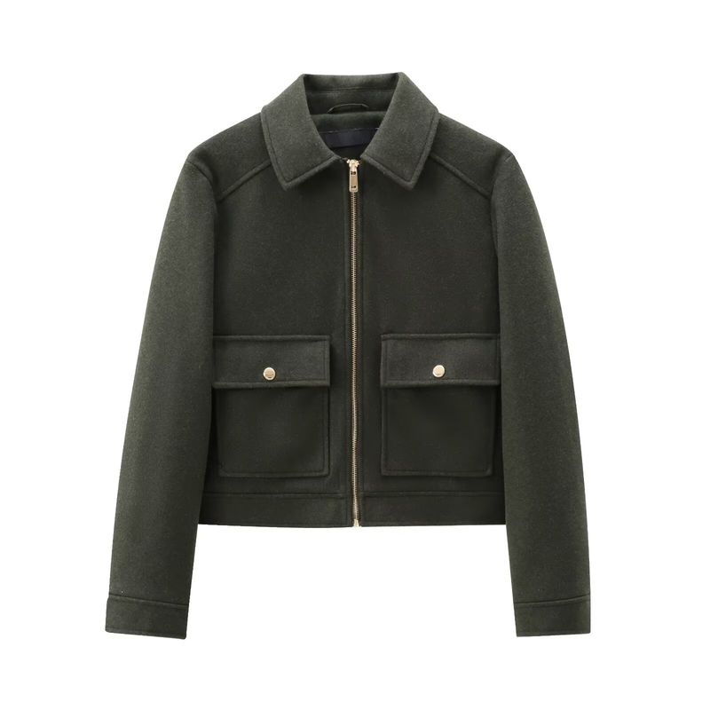 

Araltay New Arrival Fashion Style Women s Clothing Fashion All-Match Minimalist Zipper Ornament Soft Jacket Outwear 3046287 Dark green M