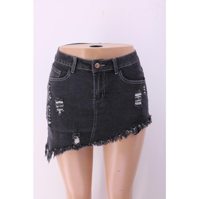 Summer Irregular Denim Short Skirt Fashion Sexy Distressed Worn Out Women Mini Short Skirts Ladies Elegant Hole Party Clothes 976