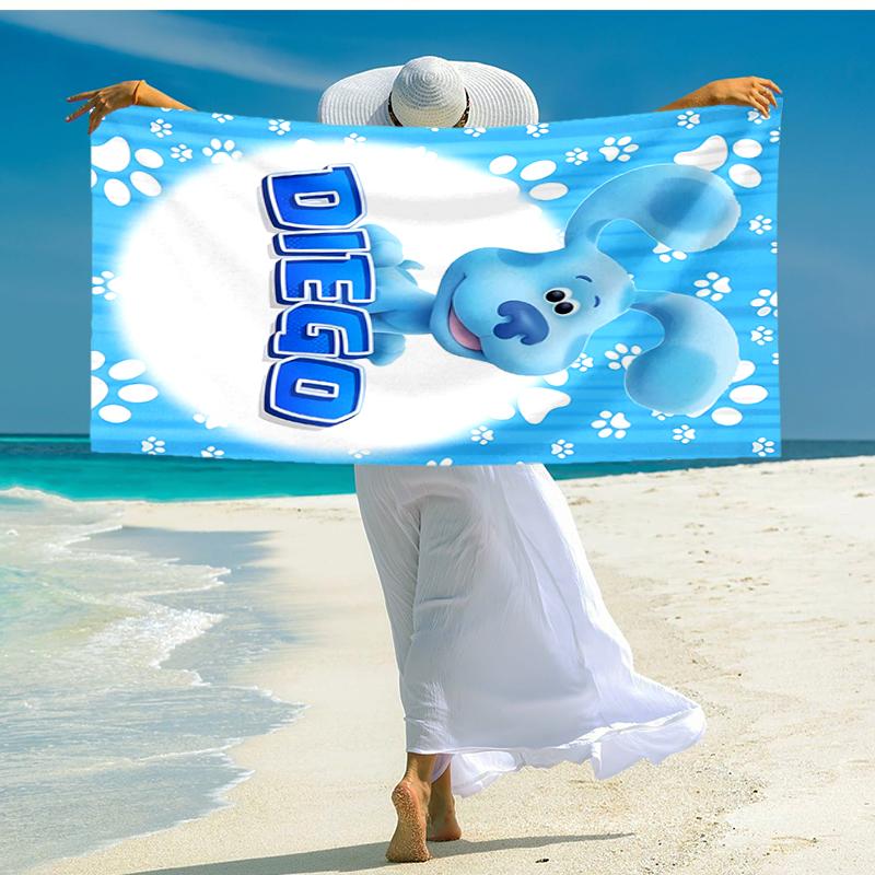 1pc Pistas da Blue Blue’s Clues3 Beach Towel, Comfortable and Thick, and Swimming/Bath/Picnic/Camping Towel, Suitable for Seaside Beaches