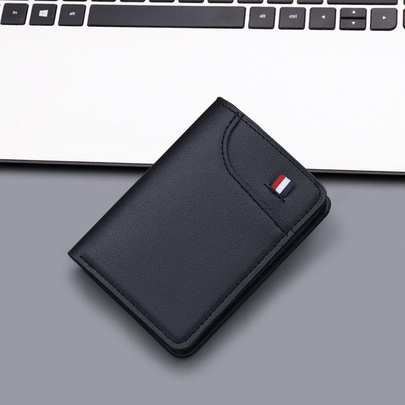 Men's Vertical Ultra-thin Leather Wallet with Anti-Demagnetization Card Holder
