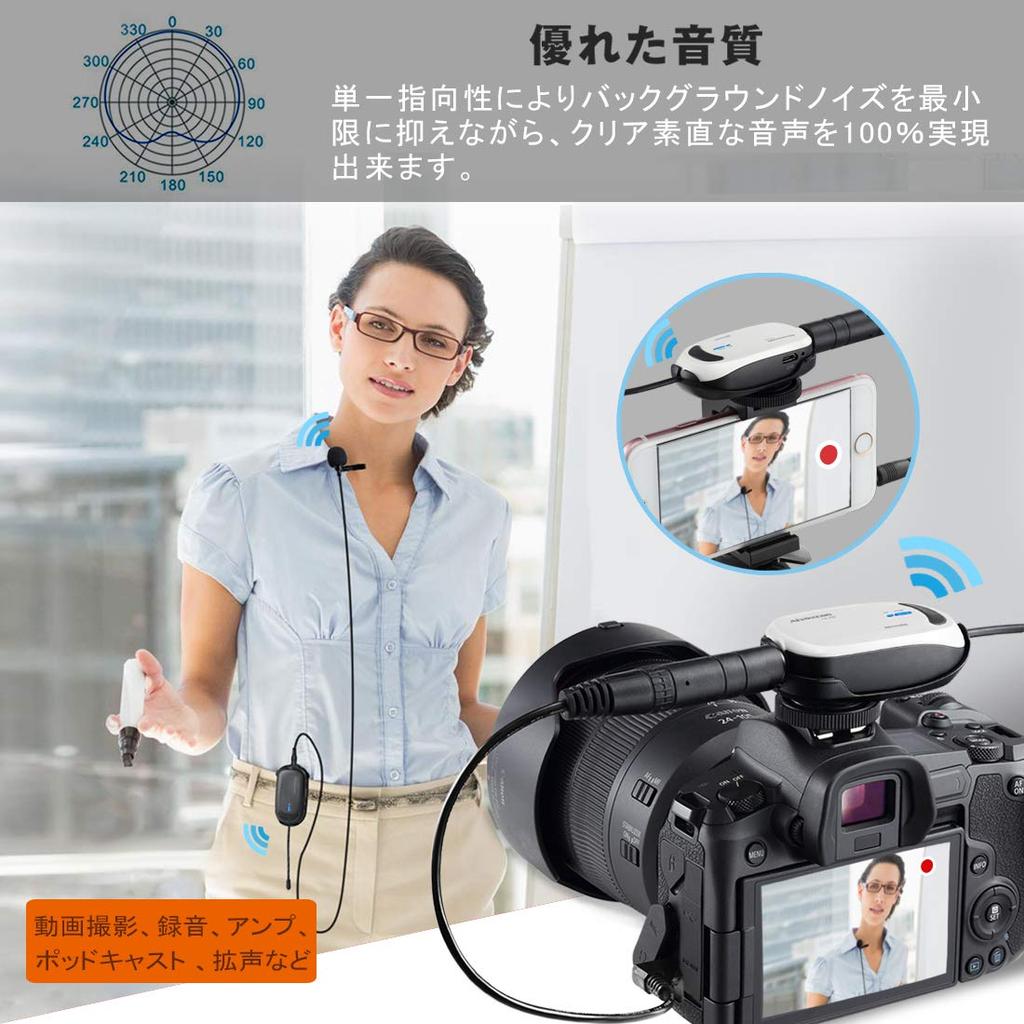 Alvoxcon Trådløst Mikrofonheadset, Myggmikrofon, Trådløs UHF Clip-on Mikrofon, for Videoopptak, Opptak og Høyttalere, Kameraer,
