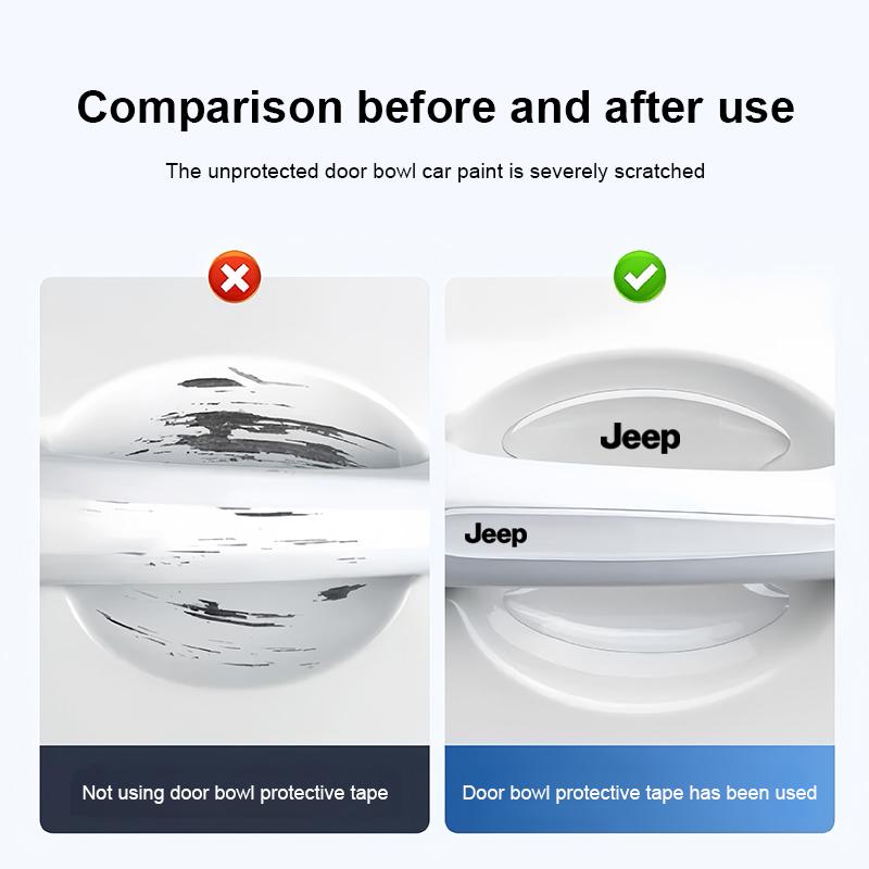 Car Door Handle Protective Film Transparent Anti-Scratch Sticker For Jeep Wrangler Grand Cherokee Wk2 Avenger Compass Gladiator AMV1