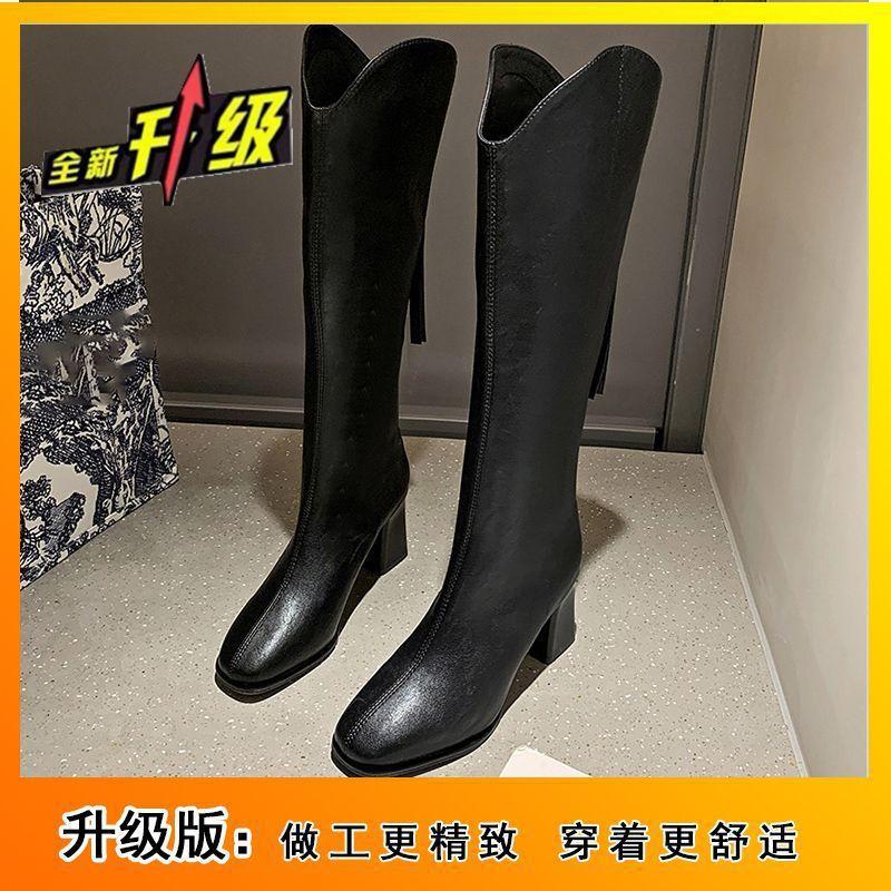 High Heels Versatile Coarse Heels But Knee Boots High Boots Women's Knight Boots 2025 Autumn and Winter New British Style Skinny