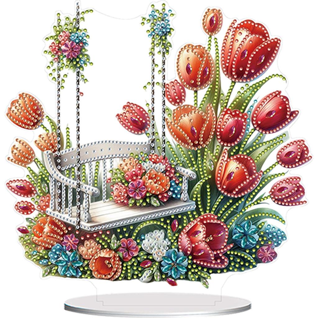 Acrylic Special Shape Garden Hut Desktop Diamond Art Kits Rhinestones Desktop Ornaments 5D DIY Diamond Art Tabletop Decorations