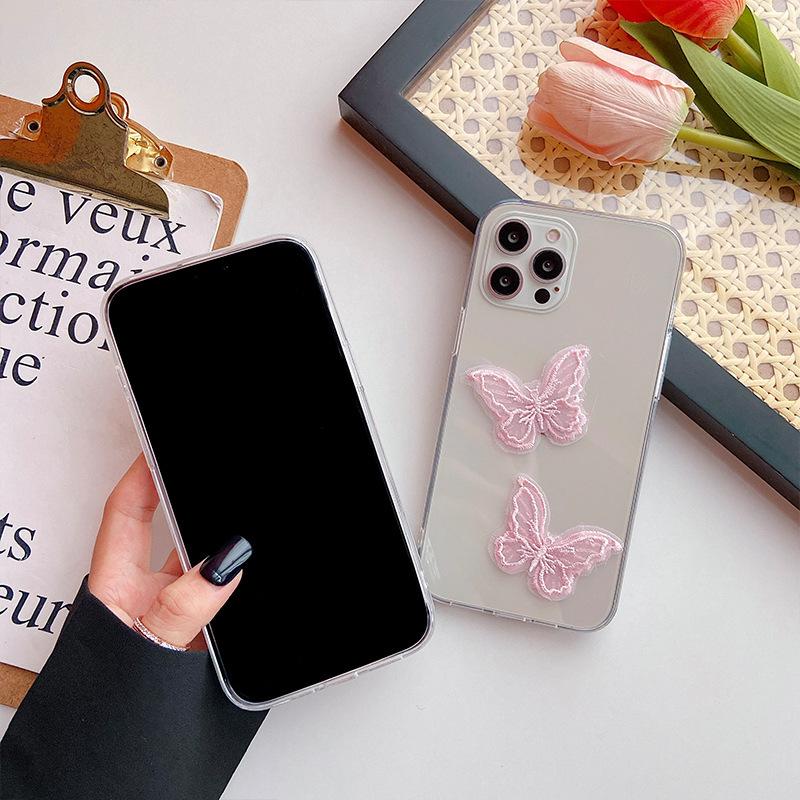 Iphone17Promax Case For Apple 16 Butterfly 15Plus Lace Clear Acrylic Women