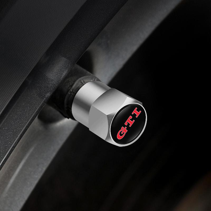 4Pcs Car Wheel Tire Valve Caps Tyre Stem Cover Accessories For Volkswagen VW GTI RLine R Golf Amarok Phaeton ID3 Tiguan T-Cross