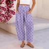 Damen Plus Size Freizeithose, Hoher Bund Lockerer Schnitt mit Taschen, Gepunkteter Druck