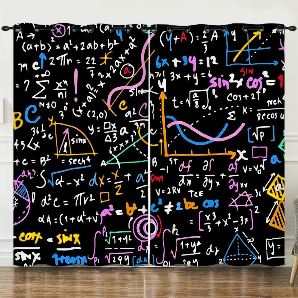 Zasłona Geometryczna Wzór Liczbowy Drukowanie Cyfrowe 3D Zasłona zaciemniająca Przelotki