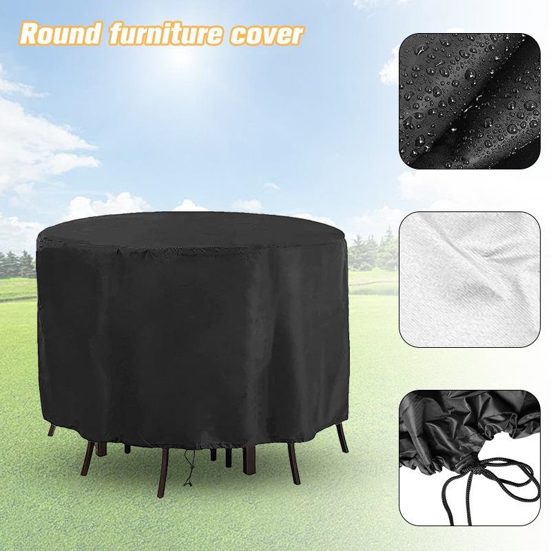 Oxford Cloth Outdoor Round Table Cover - Dustproof, Rainproof & Sunproof, Garden Patio Furniture Shield