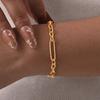 Vnox Paperclip Handmade Link Chain Bracelets,Gold Plated Stainless Steel Simple Bracelet Necklace Sets,For Women Fashion Jewelry