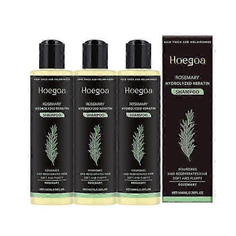 3pcs Rosemary Shampoo For Hair Thickness - Volumizing Strengthening Formula With Hydrolyzed Keratin, Reduces Breakage For Fuller Hair