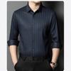 Herren Luxus Gestreift Kaschmir Seide Langarm Business Casual Hemd