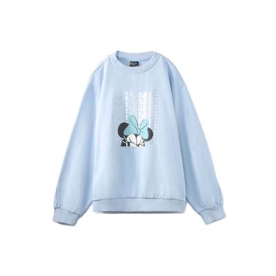 Li Ning X Disney Collaboration Sports Fashion Series Mickey Print Loose Sports Crewneck Sweatshirt Women Sweatshirt Light-Frost-Blue AWDR330-5