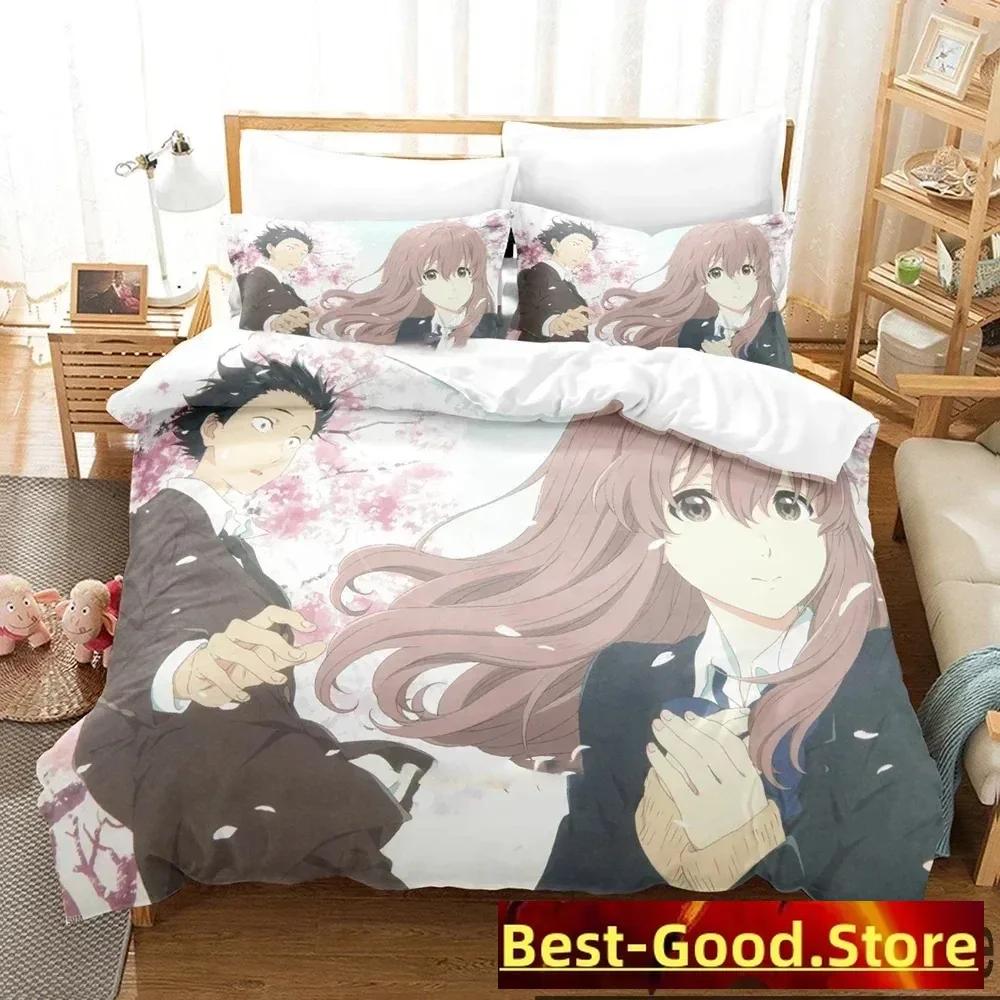 Anime A Silent Voice The Shape of Voice Printed Bed Set Duvet Cover Pillowcase Bedding Set Bed Linen Sheet Quilt Cover Full Size