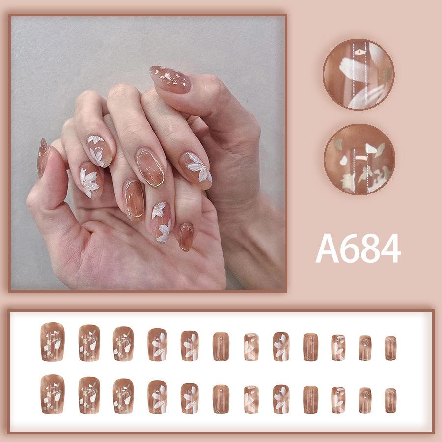 24PCS  Press On Nails Short Square Fake Nails Cute Designs Glossy False Nails Halloween Nails Cute Full Cover Glue On Nails Stick With 2ml Glue