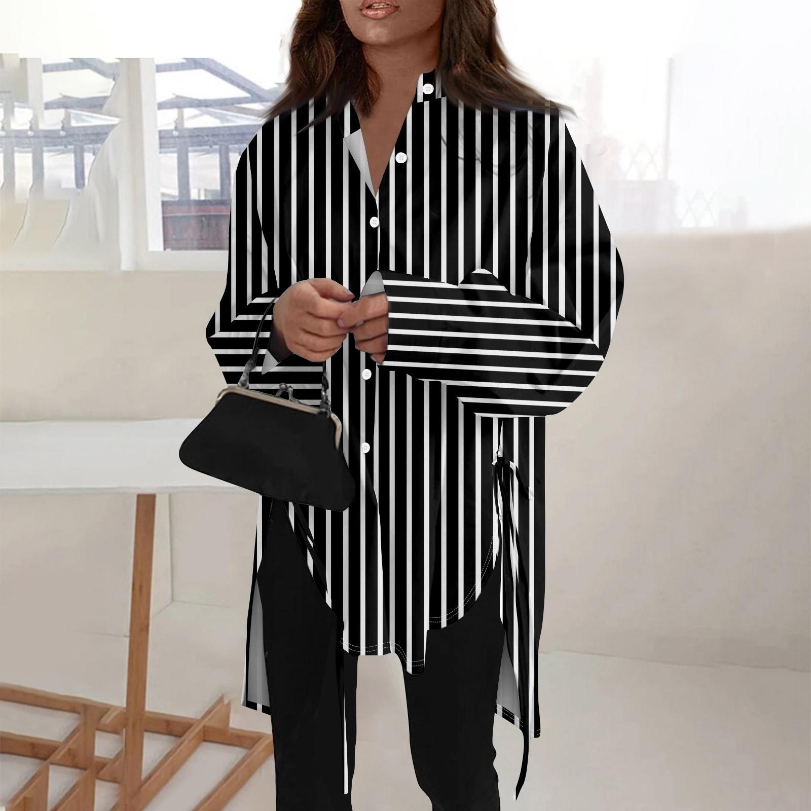 

Модная повседневная однотонная рубашка с длинными рукавами и лацканами свободного типа для женщин XXXL чёрный