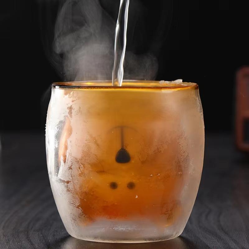 250ml Cartoon Bear Double Wall Glass Cup - Cute Thermal Coffee Milk Juice Mug, Creative Insulated Gift for Home & Office
