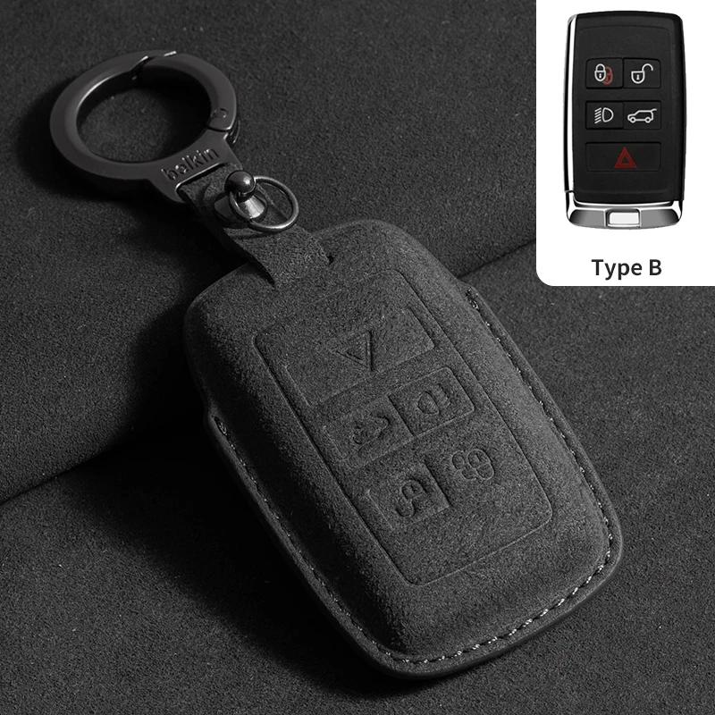 Styling Mouldings Suede Leather Car Key Case for Land Rover Range Rover Evoque Discovery Sport Velar for Jaguar XE XF E-Pace F-P