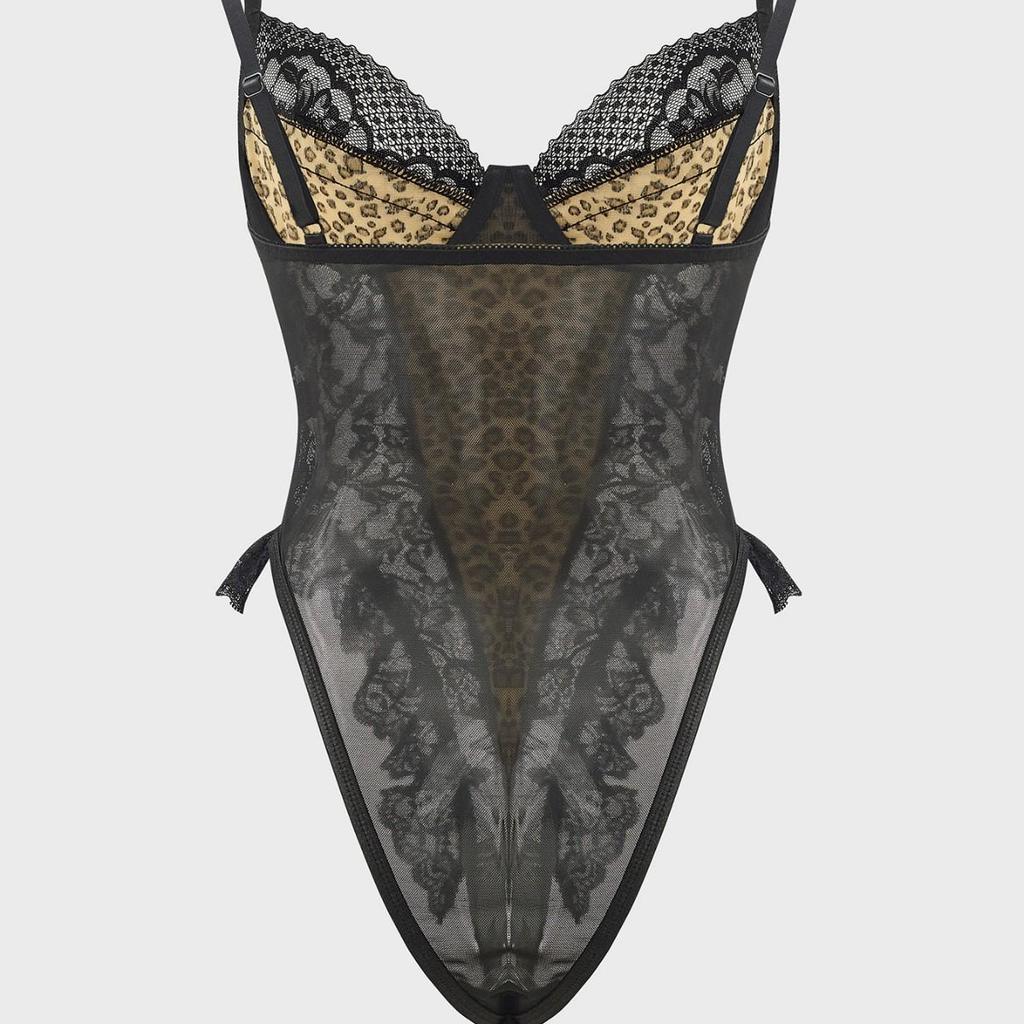 Hot-Selling Sexy Leopard Print Lace Suspender Bodysuit