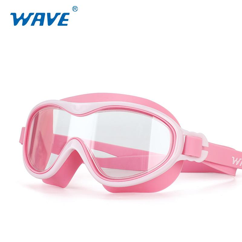 

Новые очки для плавания для мальчиков и девочек, силиконовые водонепроницаемые противотуманные очки для дайвинга с большой оправой HD, детские очки для плавания розовый