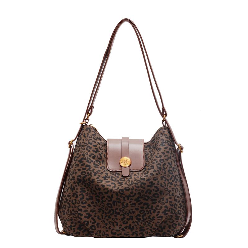 Leisure Time Traveling for Work High-capacity Backpack Autumn New Grid Retro Leopard Print Single Shoulder Crossbody Bag