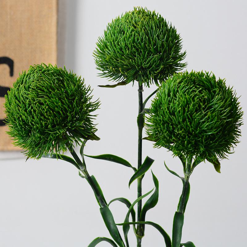 1/3Pcs Artificial Caryophyllums Artificial Flowers Plants Bouquet Plastic Plant Fake Flowers Ball Grass for Indoor Outdoor(Green