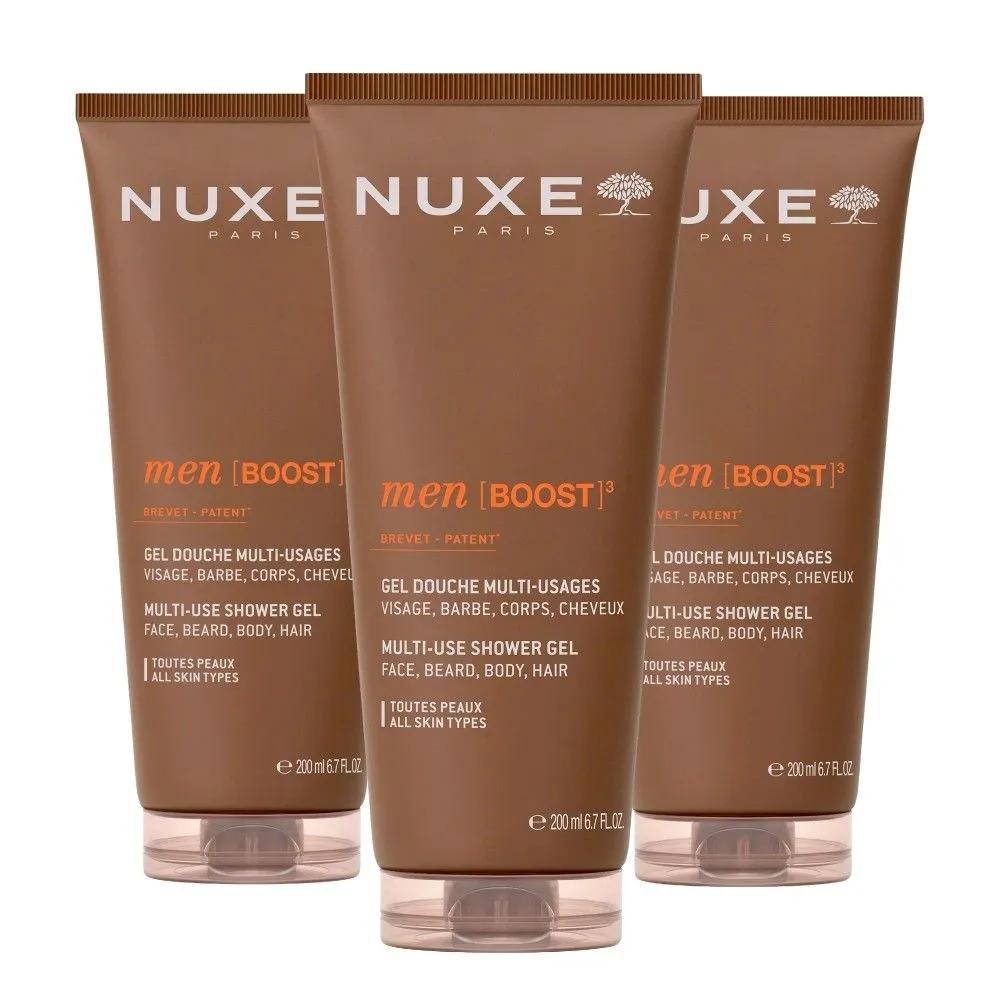 Nuxe Франция Men Boost Гель для душа 4-в-1 для лица, тела, волос и бритья 200 мл x 3