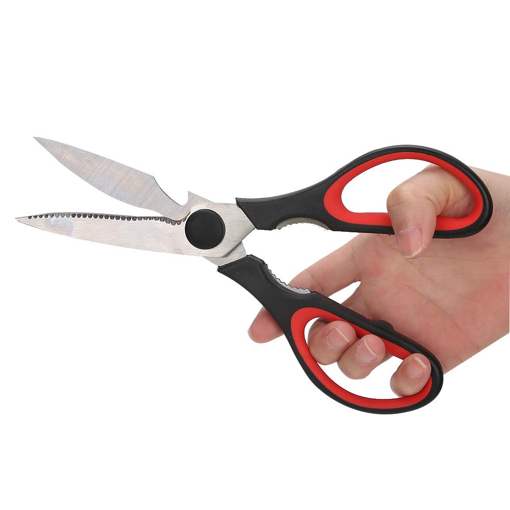2pcs Kitchen Scissor Multipurpose Bicolor Rubber Handle Shear Cook Tool for Chicken Poultry Fish Meat Walnut