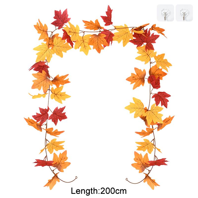 Artificial Maple Leaves Garland Pumpkin Fake Plants Autumn Fall Home Decoration Thanksgiving Halloween Christmas Wedding Decor