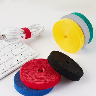 1pc 5m/196.85in Multi Colored Reusable Hook and Loop Fasteners for Cable Management and Organization