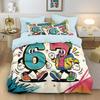 Fun Numbers Print Six Seven 67 Bedding Set 2/3pcs, Home Teens Adults Duvet Cover Set and Pillowcases, Gift for Boys and Girls
