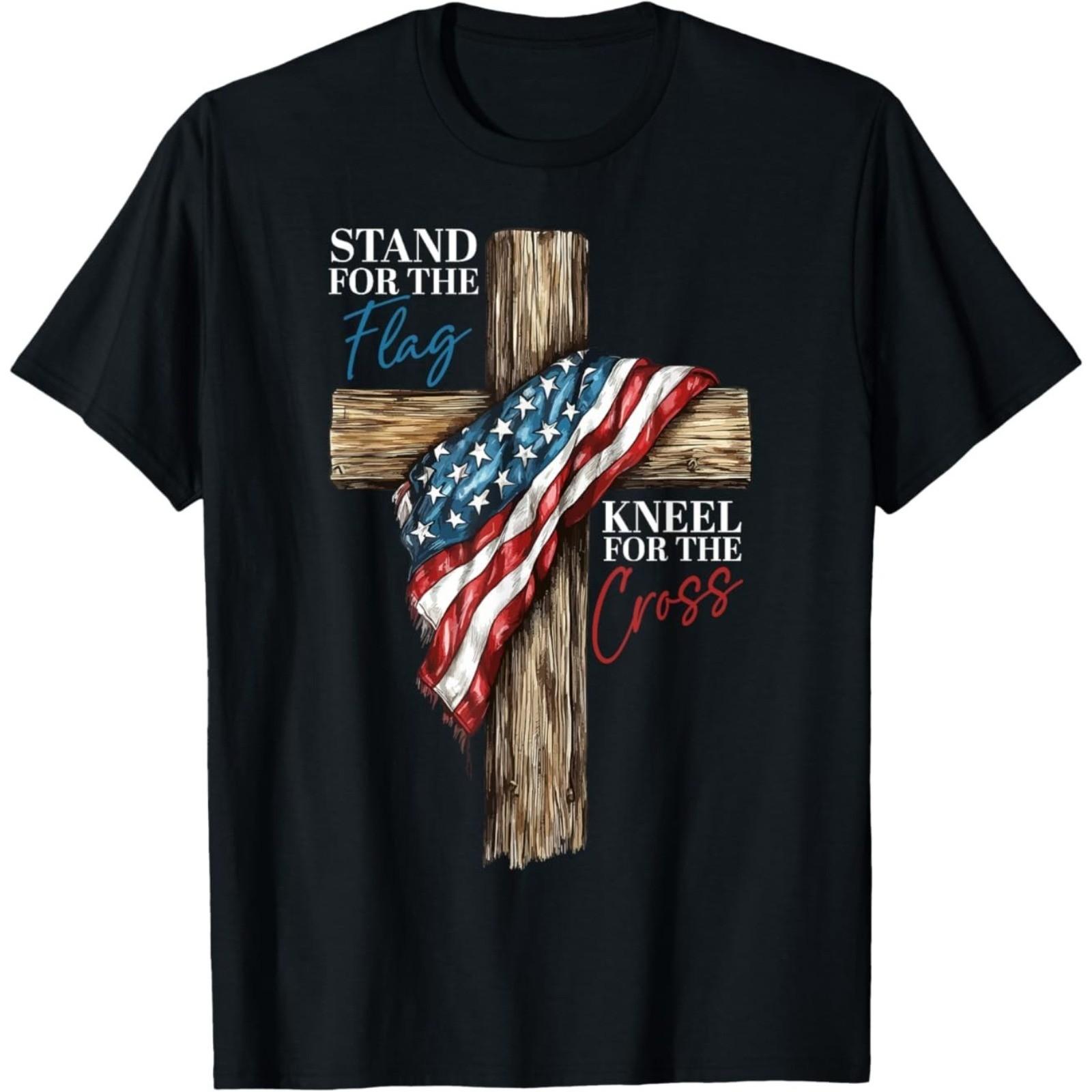 Stand for the Flag Kneel for the Cross Patriotic Faith T-Shirt S разноцветный