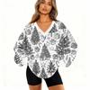 Mode Femme Décontracté Manches Longues Imprimé Noël Col en V Haut Sweat