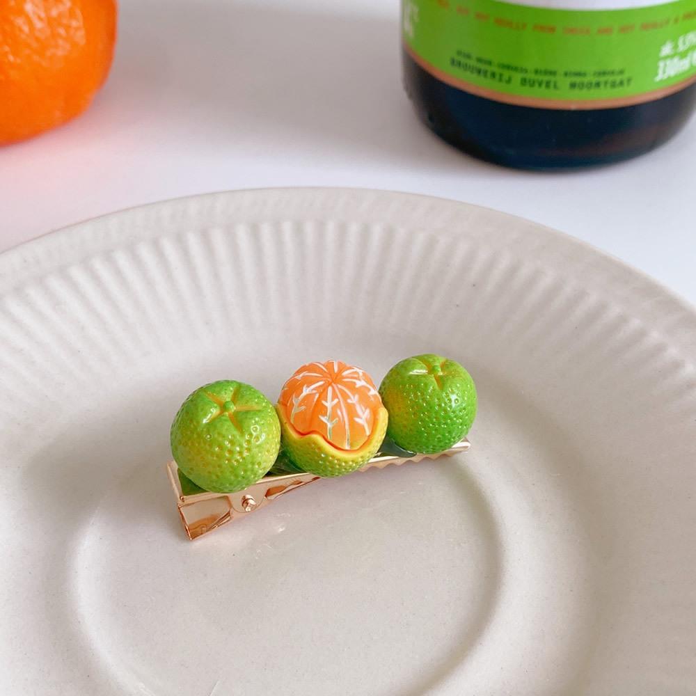 Creative fun half-peeled orange hairpin cute girl side clip Japanese fruit word clip duckbill clip net red hair accessories