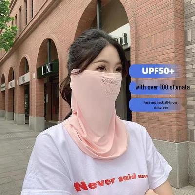 Ice Silk UV Protection Face Mask with Ear Loops for Men & Women - Sunshade, Full Face & Long Neck Coverage for Cycling & Travel.