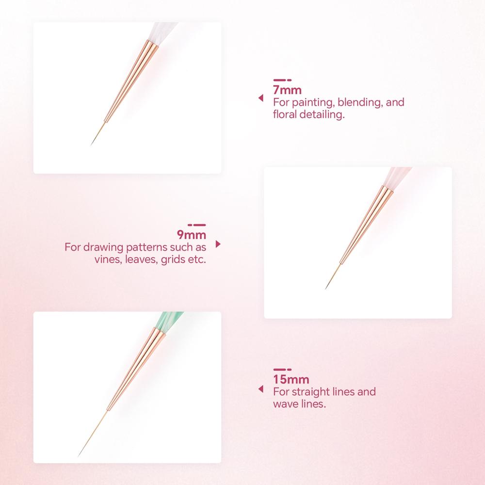 French Nail Art Thin Liner Brush Elongated Line Striping Painting Pen UV Gel Brush Marble Pattern Manicure Slim Line Drawing Pen
