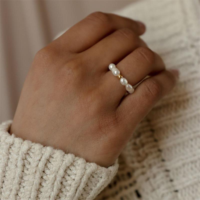 

St. Delan Oval Pearl Ring - Simple Korean Style Jewelry Perimeter 57mm - US 8
