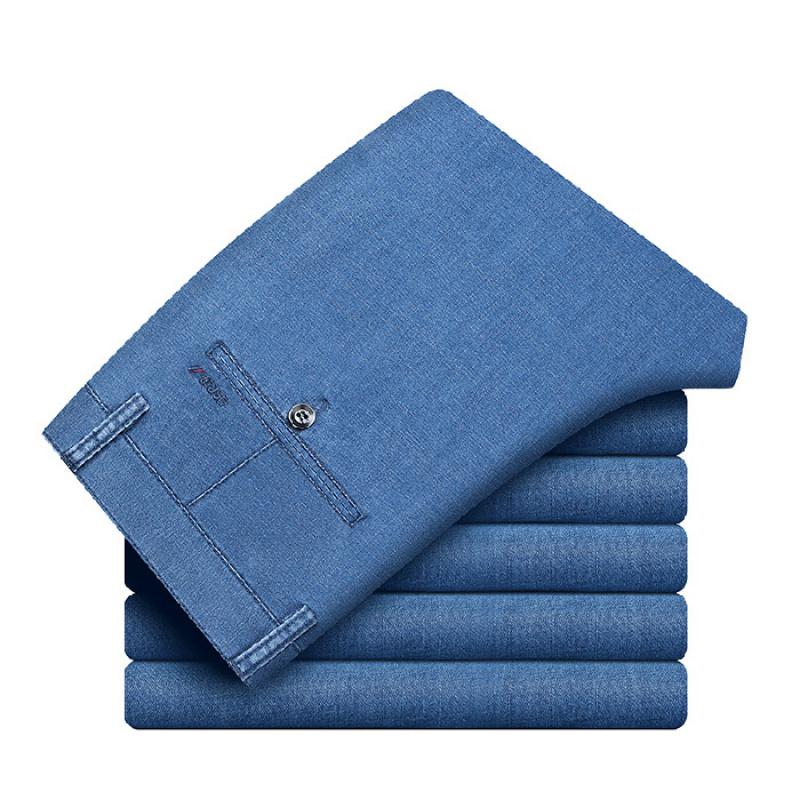 

Dad S New Spring/Autumn Jeans Men S Spring Trousers Thin Pants For Middle-Aged And Elderly Casual Pants For Men 28 светло-синий