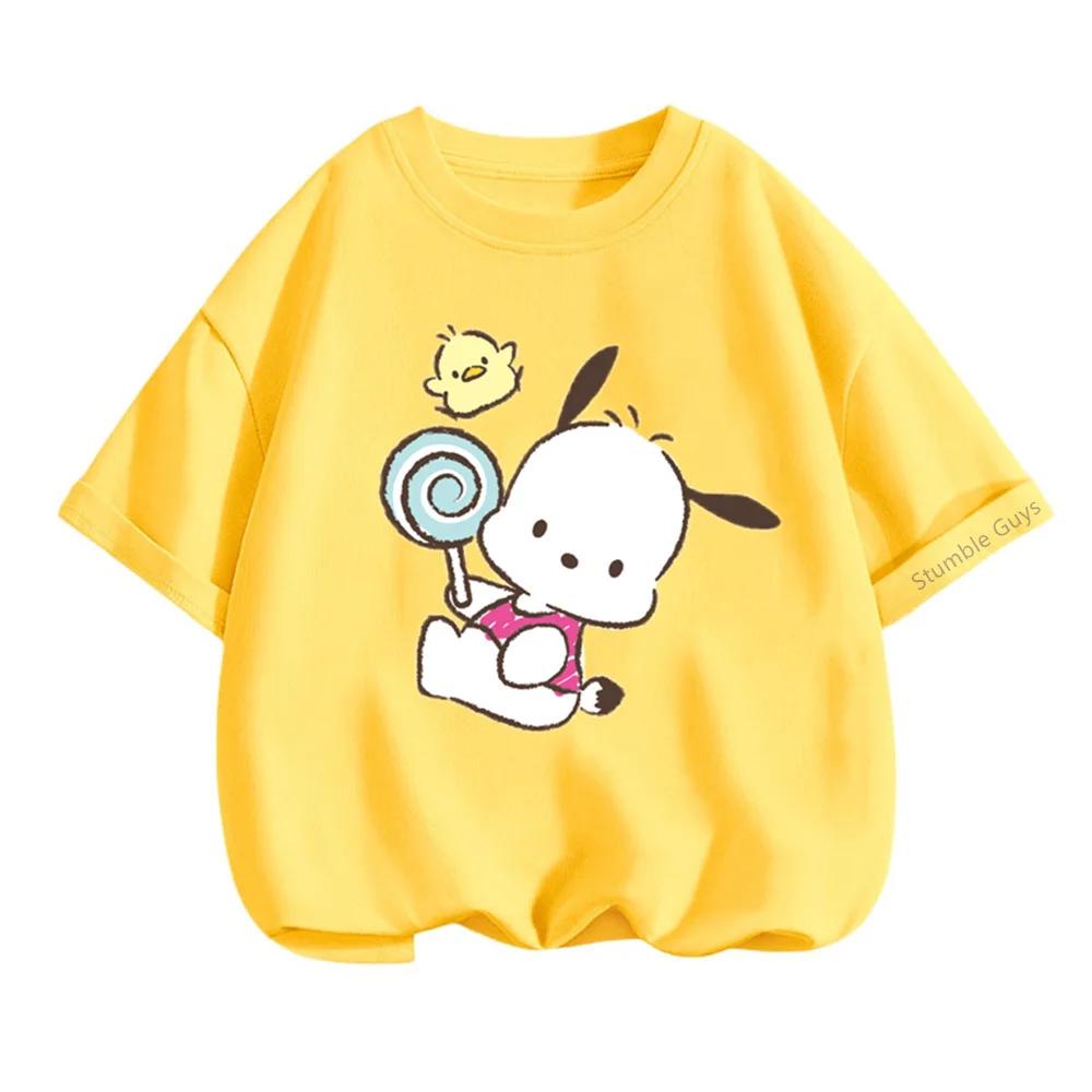 

Детская повседневная футболка летняя Sanrio мультяшная с коротким рукавом одежда для мальчиков и девочек 100