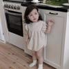 Summer Girl Baby Plaid Thin Puff Sleeves Onesie Newborn Girls Loose Cotton Casual Bodysuit Infant Romper Kids Clothes