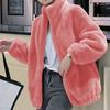 Fleece Thickened Jacket Coral Fleece Sweater Women's Autumn and Winter Design Sense Double-sided Fleece Stand-up Collar Warm Cardigan Wool Top